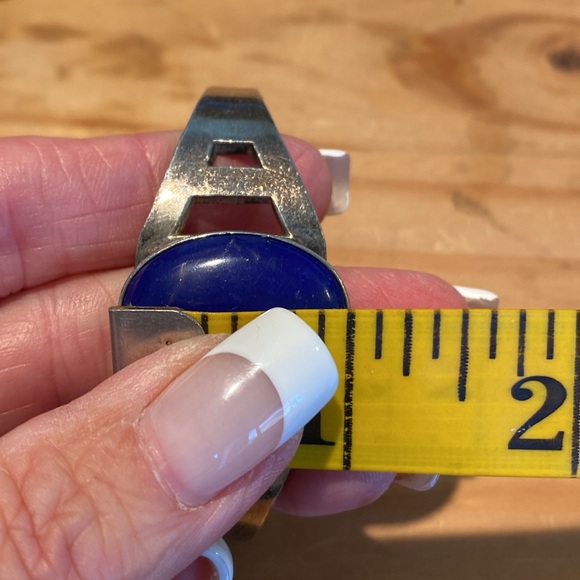 🎉 STERLING SILVER BLUE LAPIS WITH GOLDEN FLECKS CUFF BRACELET ‼️ - Picture 10 of 12